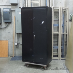 Black 2 Door Metal Storage Cabinet with Adjustable Shelves